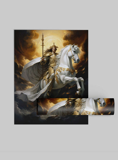 Revelation 19:16 Majestic Warrior Christian Painting Poster Print