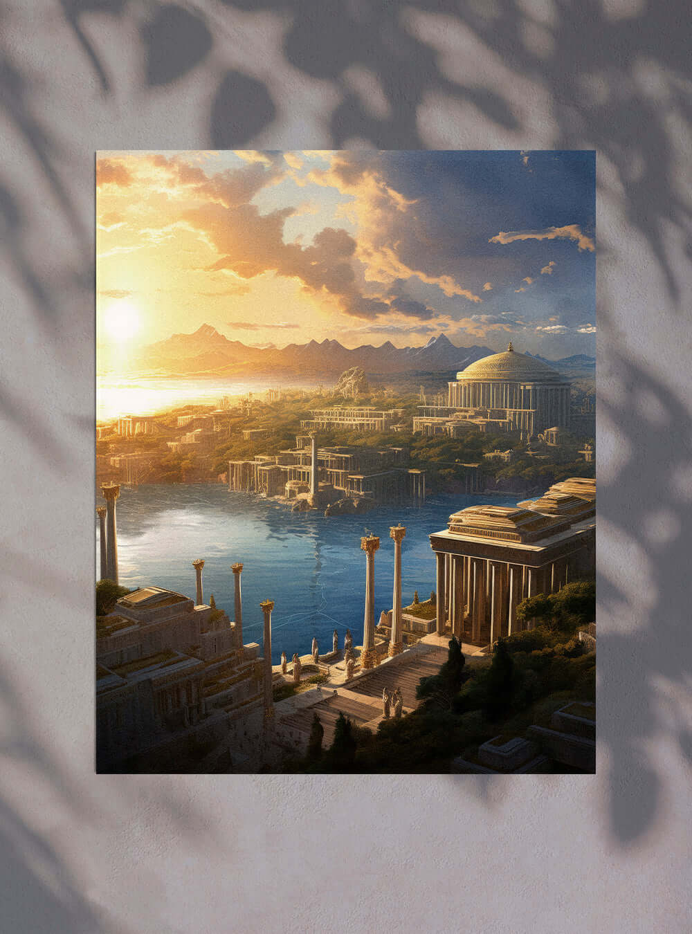 Revelation 21:23 - Majestic Sunset City - Scripture Art Poster Print