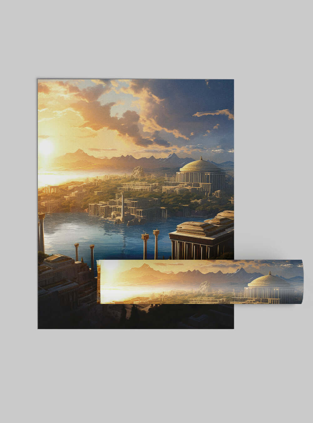 Revelation 21:23 - Majestic Sunset City - Scripture Art Poster Print