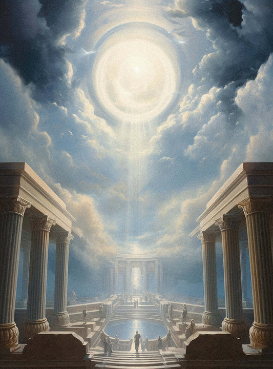 Revelation 3:12 - Divine Light Temple - Christian Art Poster Print