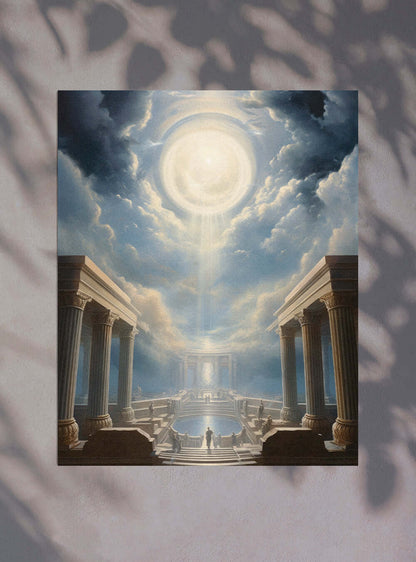 Revelation 3:12 - Divine Light Temple - Christian Art Poster Print