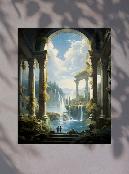 Revelation 3:16 Majestic Waterfall Art-Christian Home Decor Poster Print