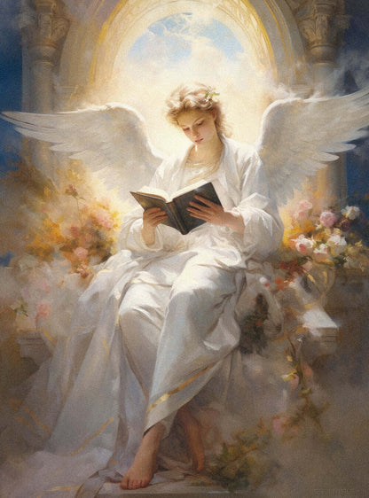 Revelation 3:20 Serene Angel | Christian Painting Poster Print