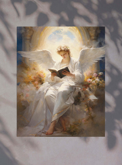 Revelation 3:20 Serene Angel | Christian Painting Poster Print