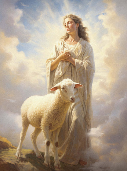 Revelation 8:1 Angelic Lamb Clouds Christian Wall Art Poster Print