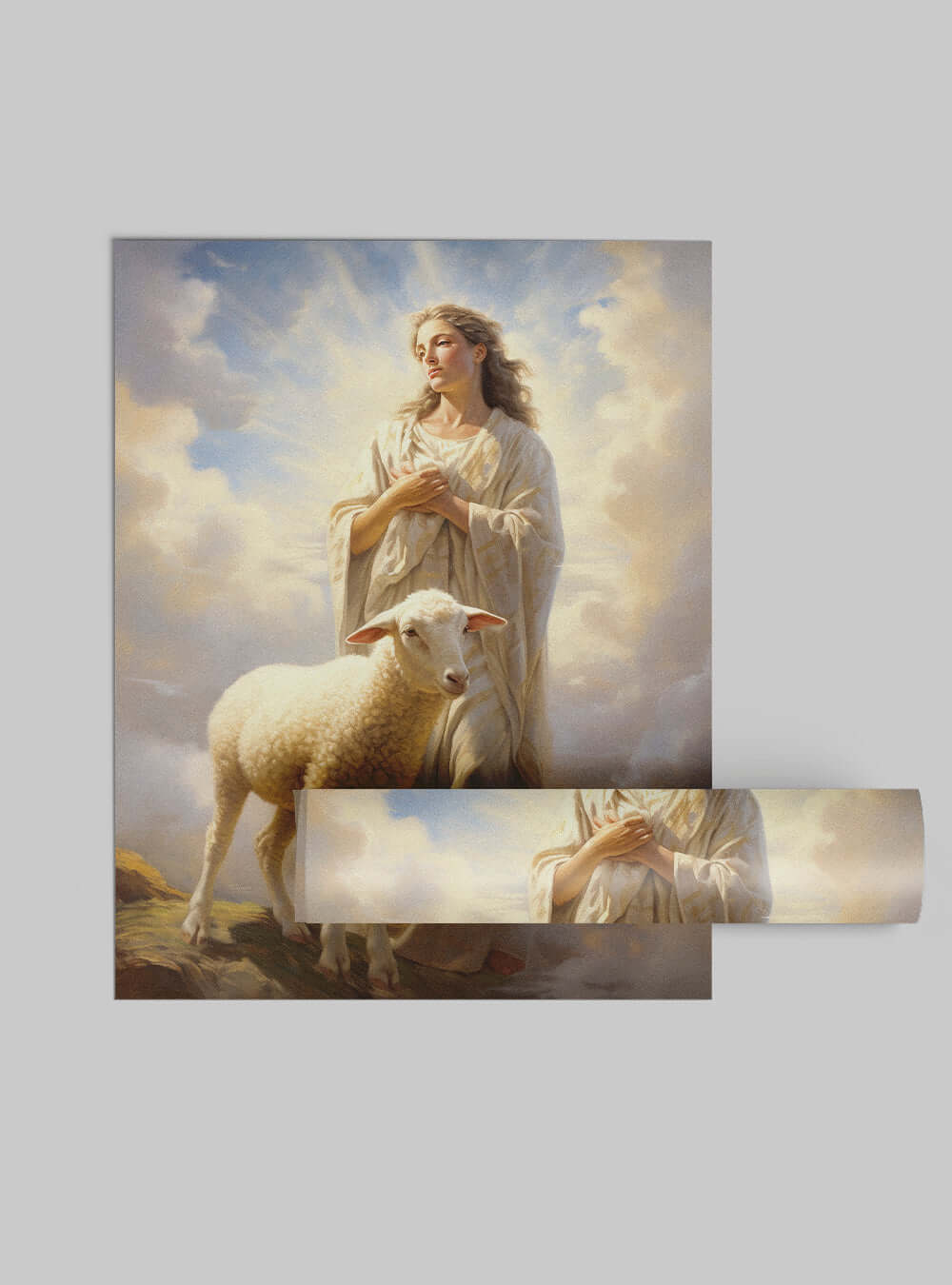 Revelation 8:1 Angelic Lamb Clouds Christian Wall Art Poster Print