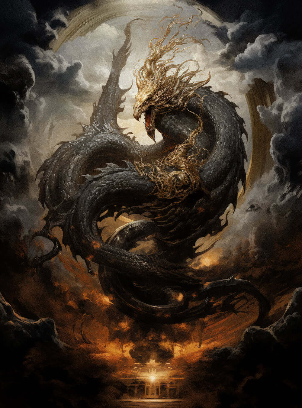 Revelation Dragon Temple | Modern Christian Art Poster Print