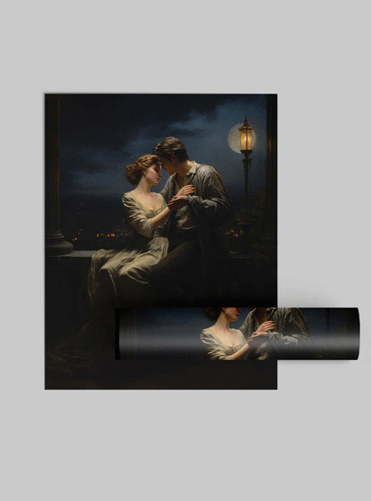 Romans 10:9 - Romantic Embrace Art - Bible Verse Poster Print