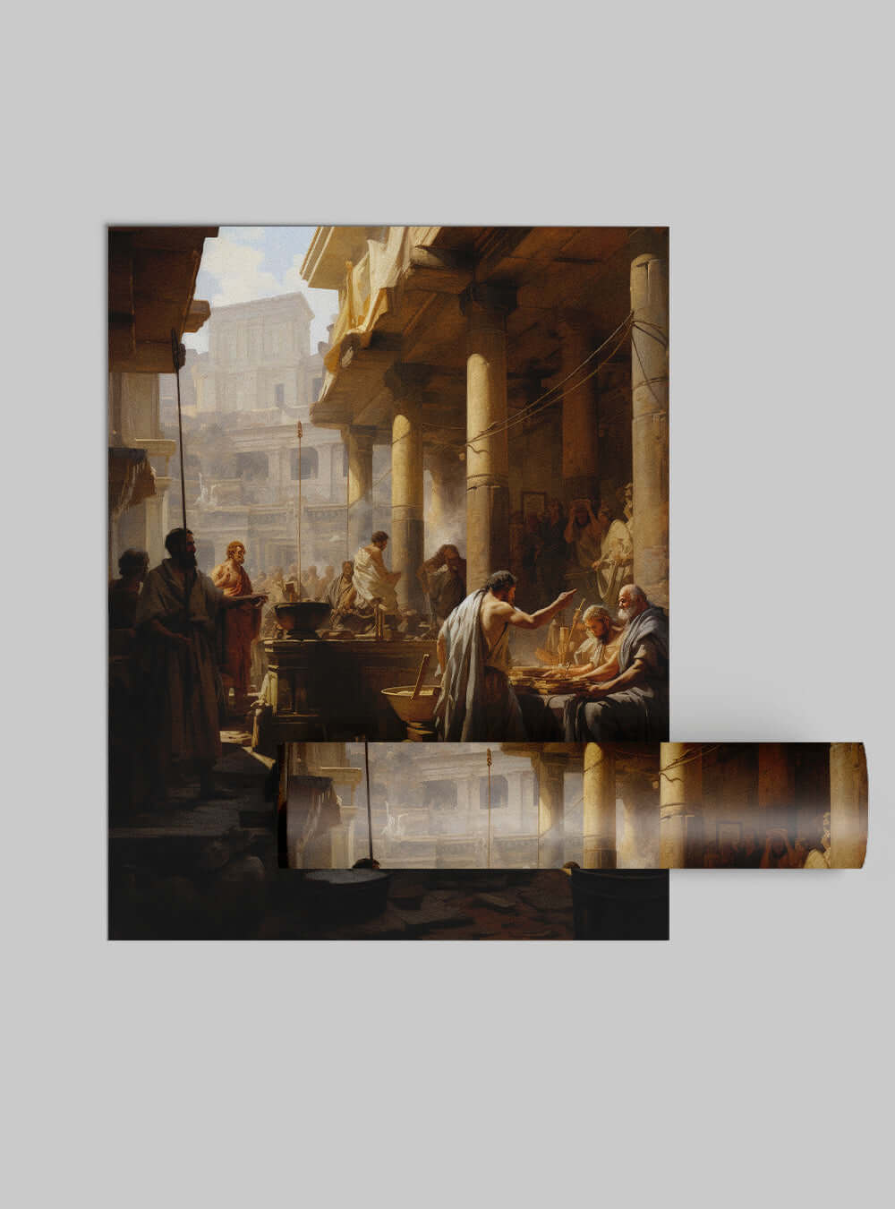 Romans 13:8 - Marketplace Scene - Bible Verse Art Poster Print