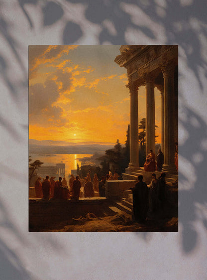 Titus 2:13 Ancient Ruins Sunset Modern Christian Art Poster Print